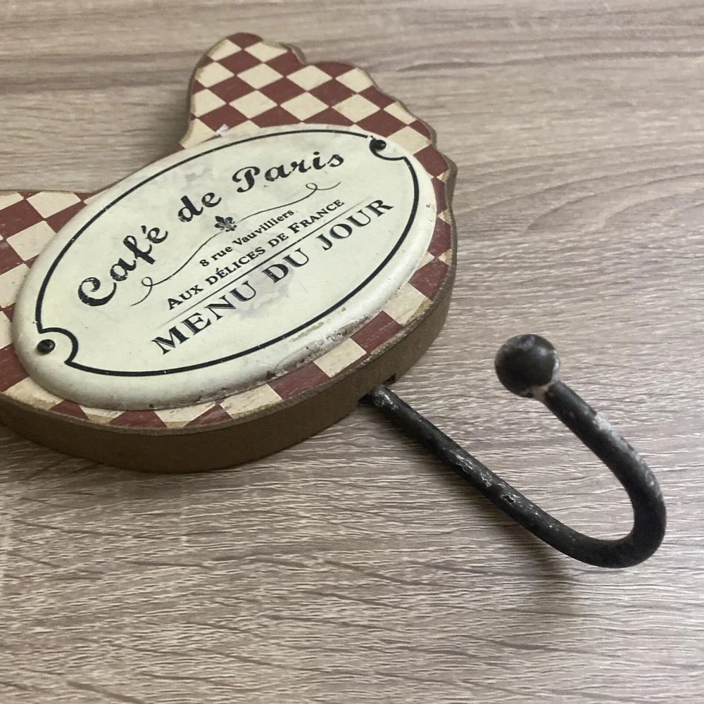 Cafe De Paris Rooster Wall Hook Rustic Chevron Pattern Rooster Wall Mount Hook